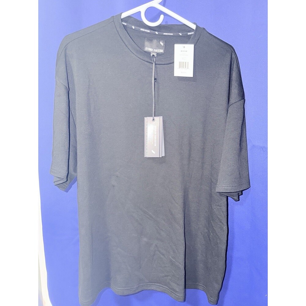 Stone Falcon Men’s T-Shirt M Black Short Sleeve Performance Shirt NWT
